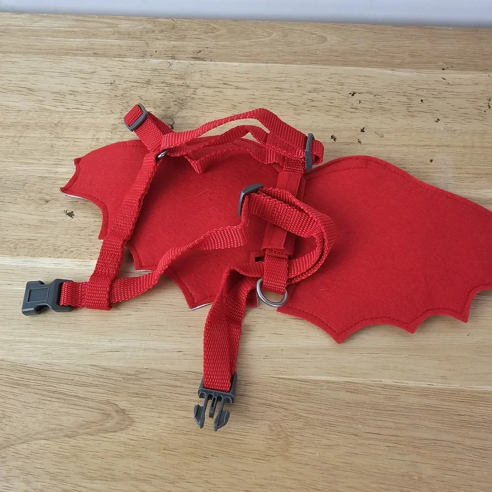 Dog Walk‎ Harness Red Sparkly Glittery Devil Costume Sized Small Halloween